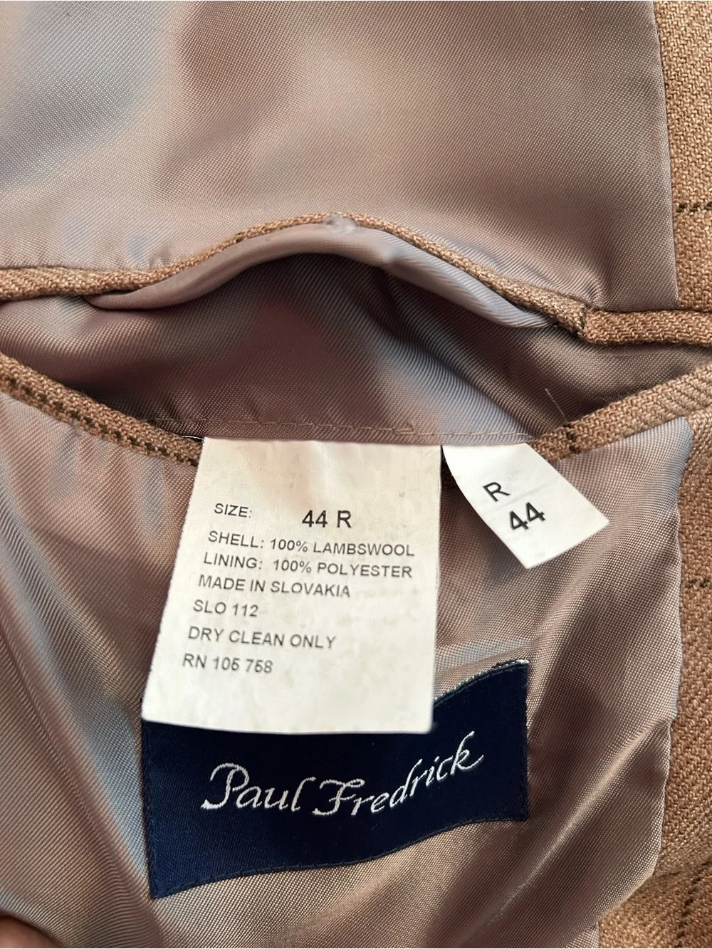 Paul Fredrick Men's Tan Windowpane LambWool Blazer